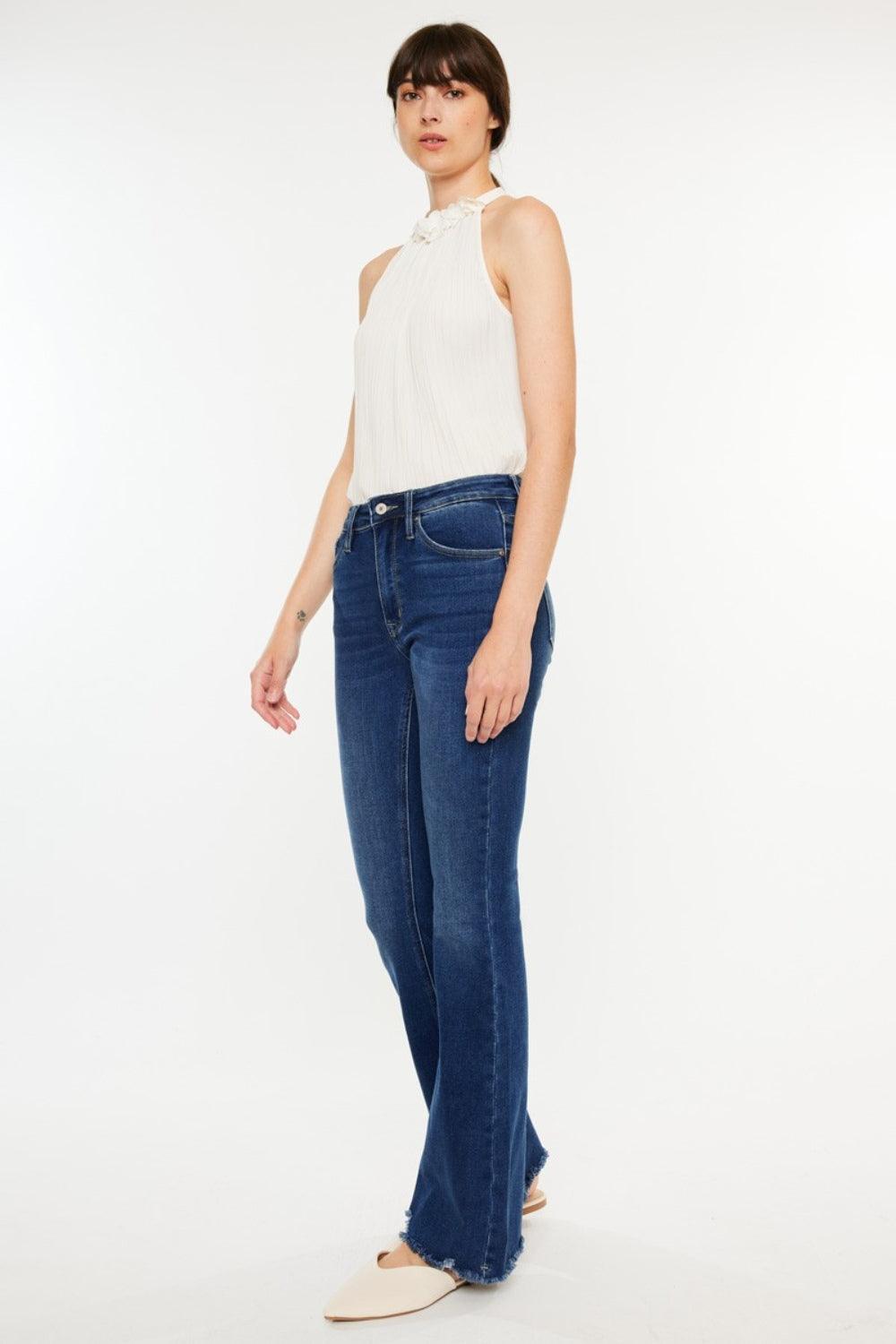 Kancan Cat's Whiskers Raw Hem Flare Jeans Carauana Store