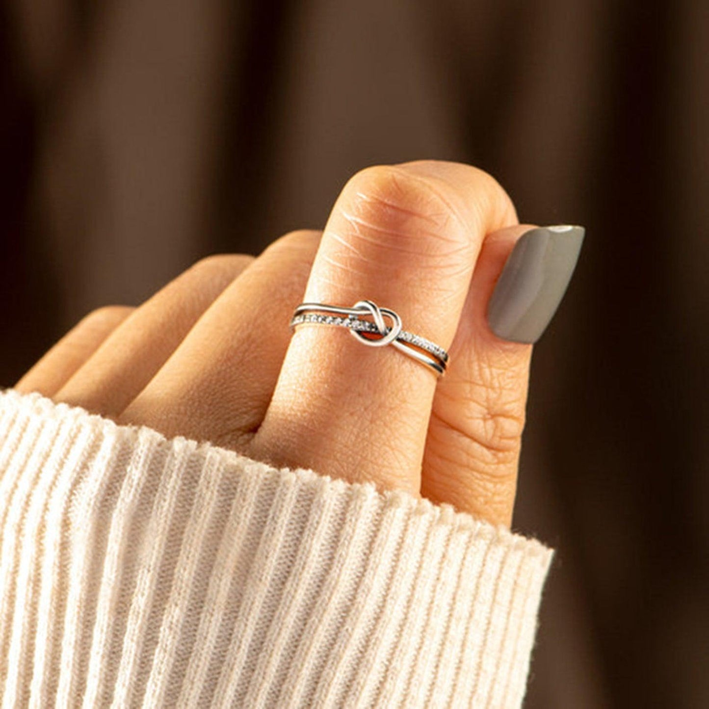 925 Sterling Silver Double-Layered Knot Ring Carauana Store