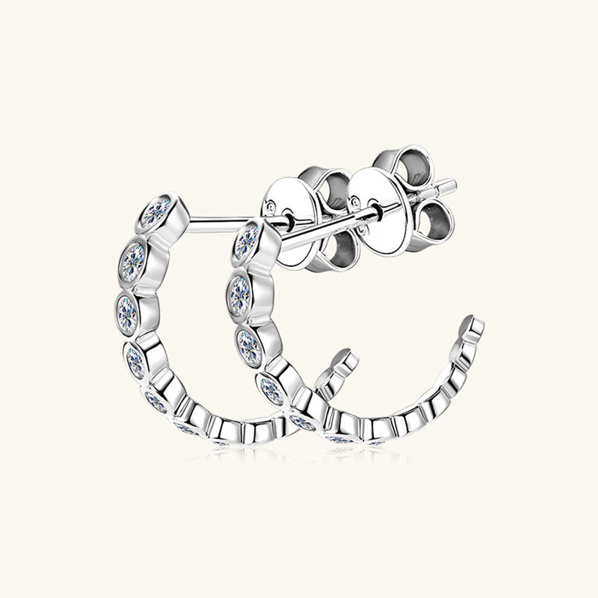 Inlaid Moissanite 925 Sterling Silver C-Hoop Earrings Carauana Store