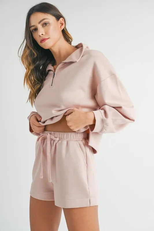 MABLE Half Zip Sweatshirt and Shorts Set Carauana Store