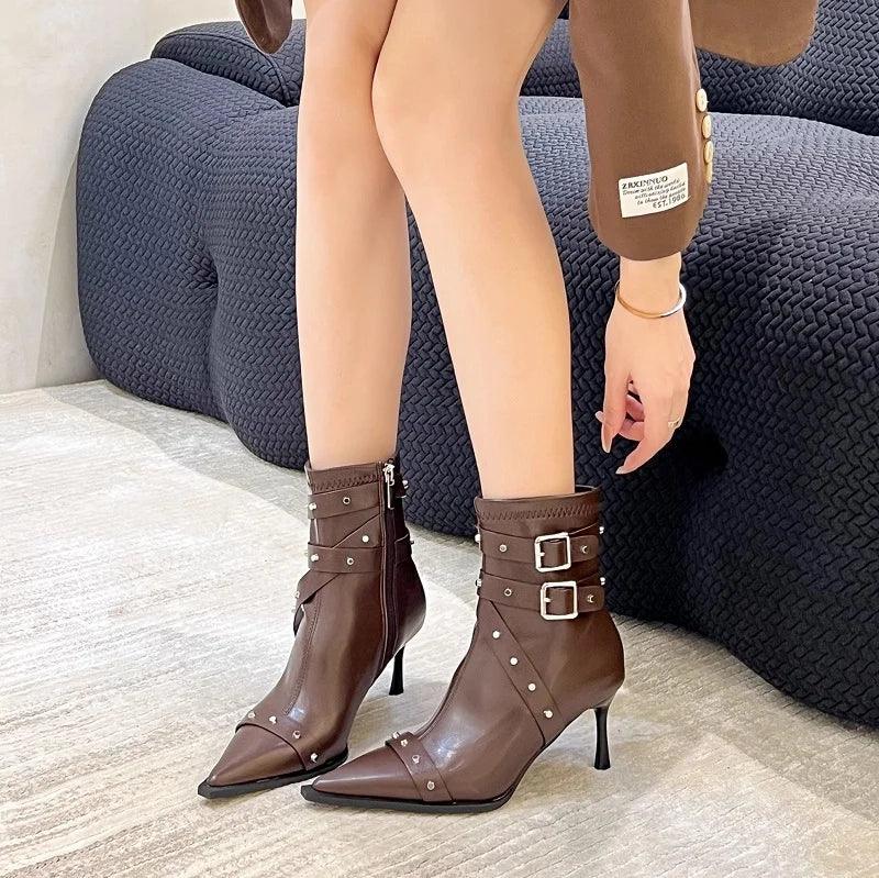 Ankle Studded New Rock Shoes Gothic Style Winter Carauana Store