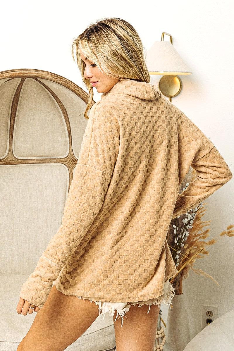 BiBi Checkered Round Neck Thumbhole Long Sleeve Top Carauana Store