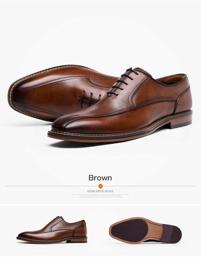 Desai Men Dress Shoes Oxfords Genuine Leather Italian Formal Shoes
