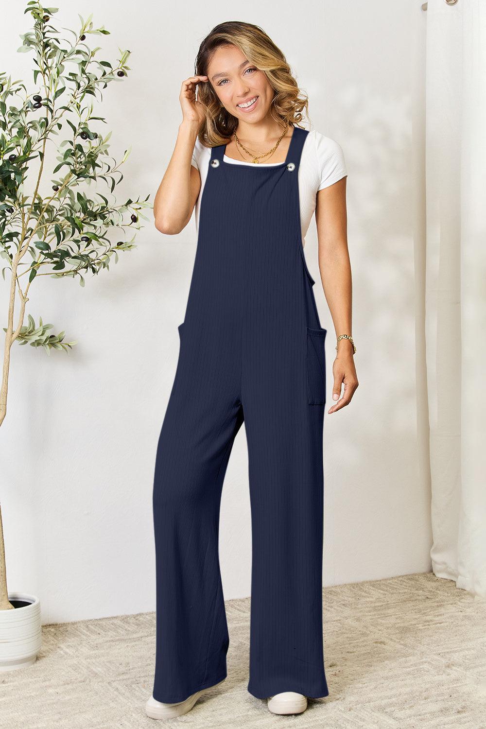 Double Take Full Size Wide Strap Overall with Pockets Carauana Store