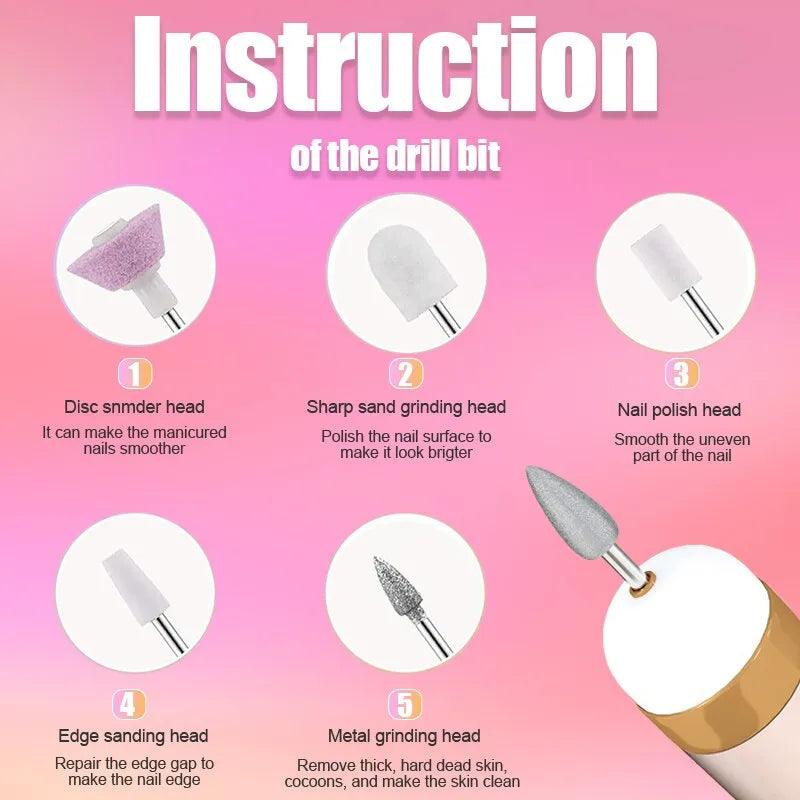 Get Salon-Quality Nails at Home with Our 5 in 1 Electric Manicure Drill & Accessory Combo Carauana Store