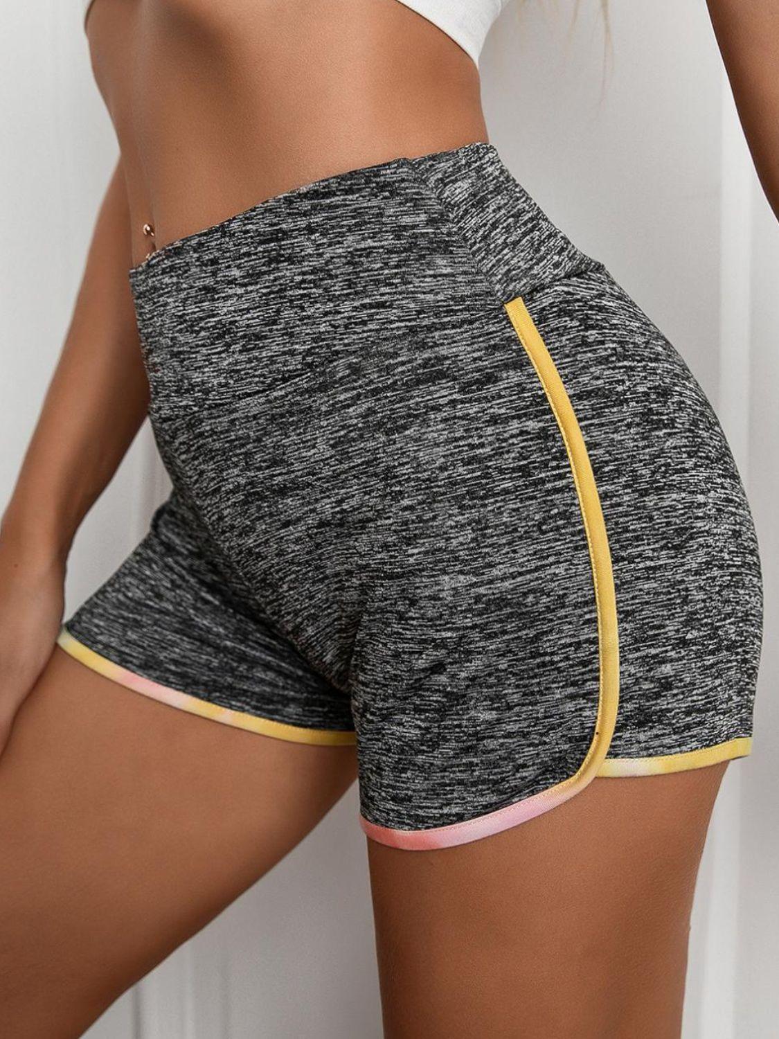 Heathered Wide Waistband Shorts Carauana Store