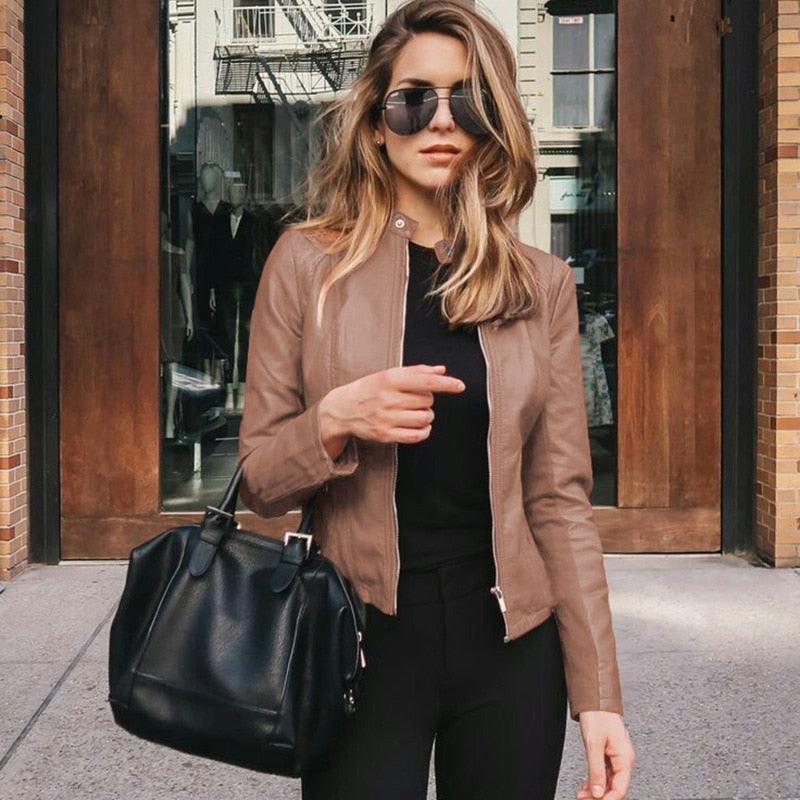 Jacket Women Coat Faux Leather Carauana Store