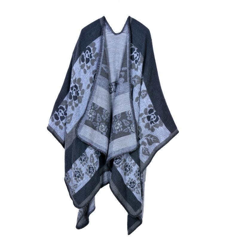 Lattice Women Travel Shawl Imitation Cashmere European National Style Fork Thickened Cloak Ponchos Capes Carauana Store