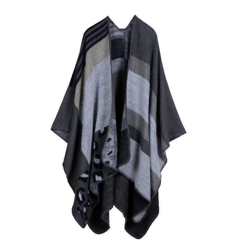 Lattice Women Travel Shawl Imitation Cashmere European National Style Fork Thickened Cloak Ponchos Capes Carauana Store