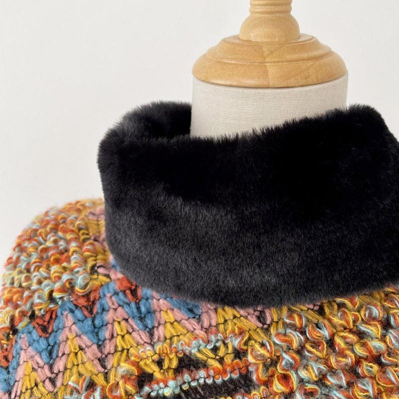 New Pullover Cloak Tassel Warm Shawl Imitation Wool Collar Ponchos Carauana Store