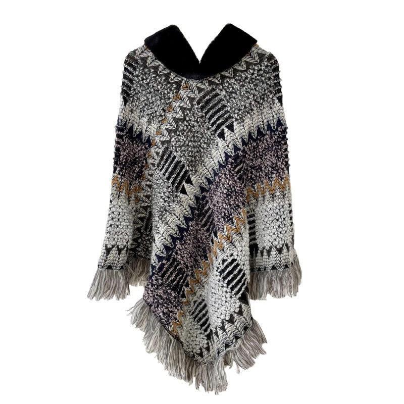 New Pullover Cloak Tassel Warm Shawl Imitation Wool Collar Ponchos Carauana Store