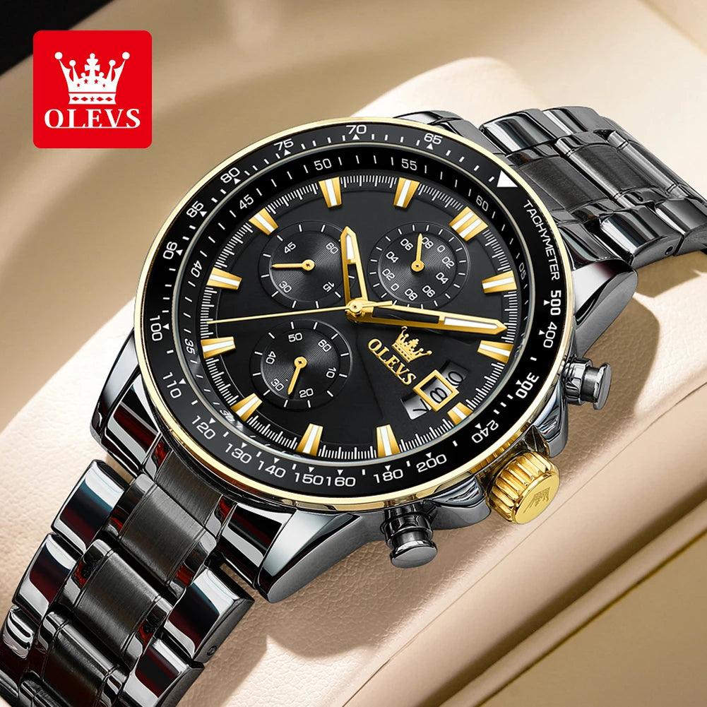 OLEVS Original Multi-function Men's Watches Chronograph Stainless Steel Waterproof Business Wristwatch Men (Exclusive Design) Carauana Store