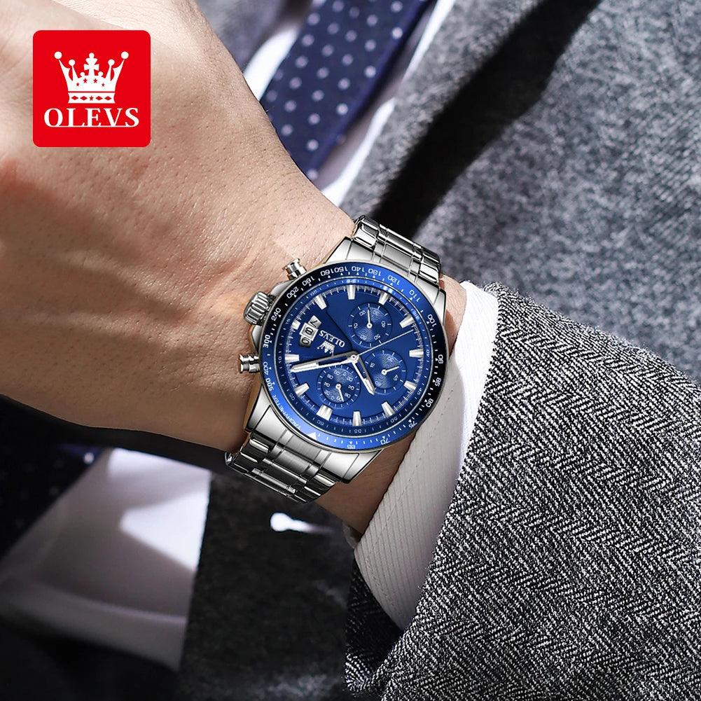 OLEVS Original Multi-function Men's Watches Chronograph Stainless Steel Waterproof Business Wristwatch Men (Exclusive Design) Carauana Store