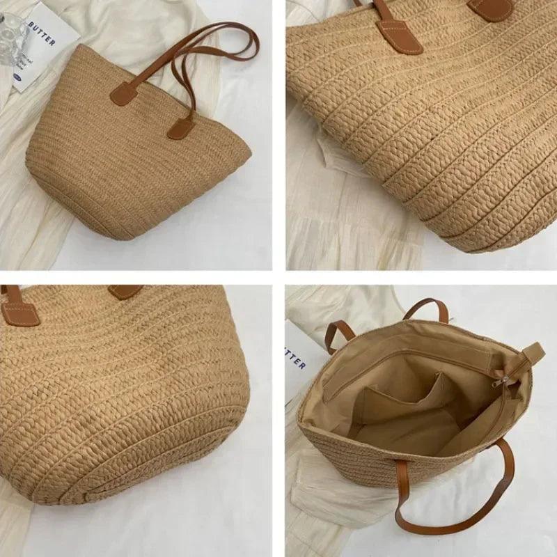 Sunny Days Ahead: Portable Straw Shoulder Bag – Your Stylish Satchel Carauana Store