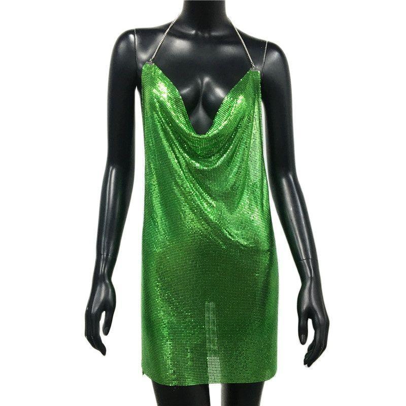 Sexy Clubwear 2022 Backless Cocktail Metalic Split Mesh Harness Body Carauana Store
