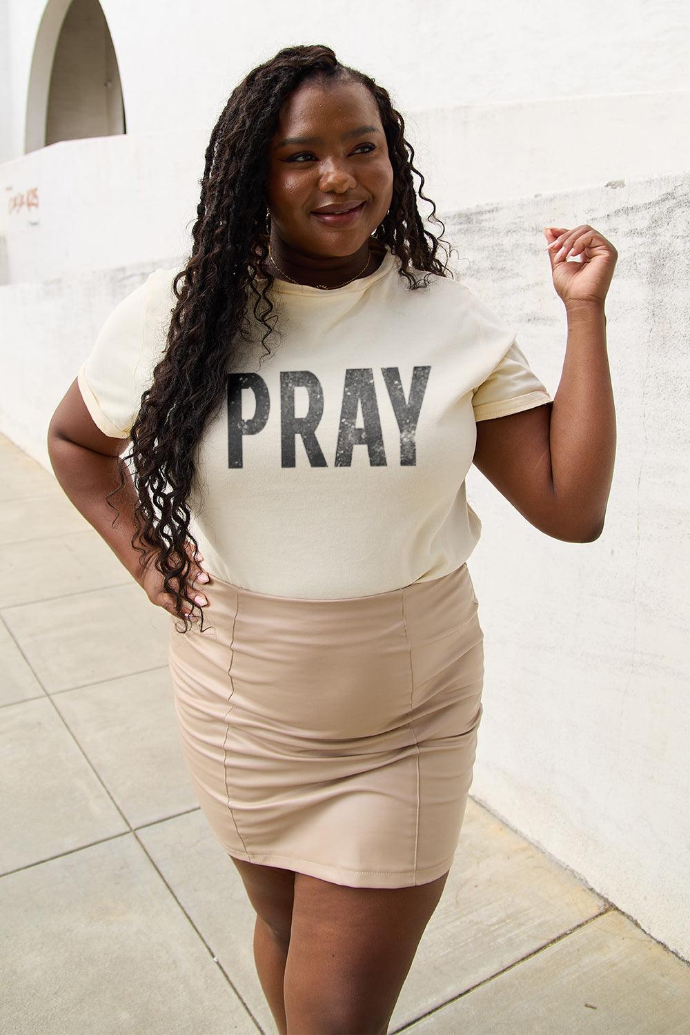 Simply Love Full Size PRAY Round Neck T-Shirt Carauana Store