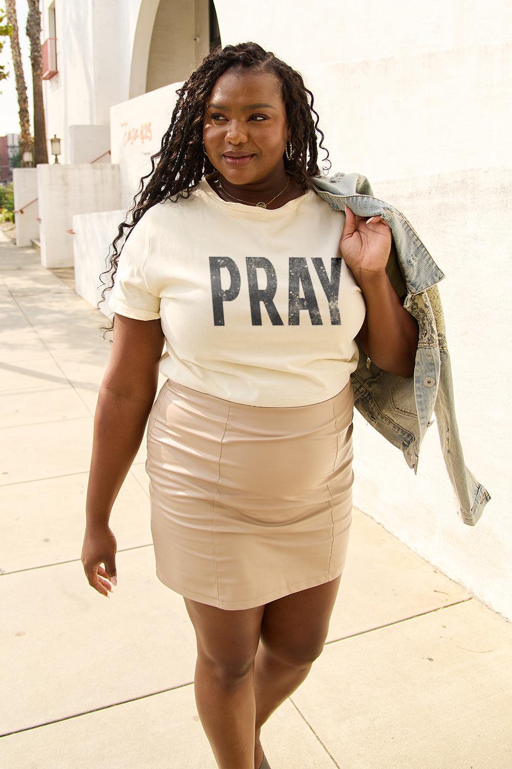Simply Love Full Size PRAY Round Neck T-Shirt Carauana Store