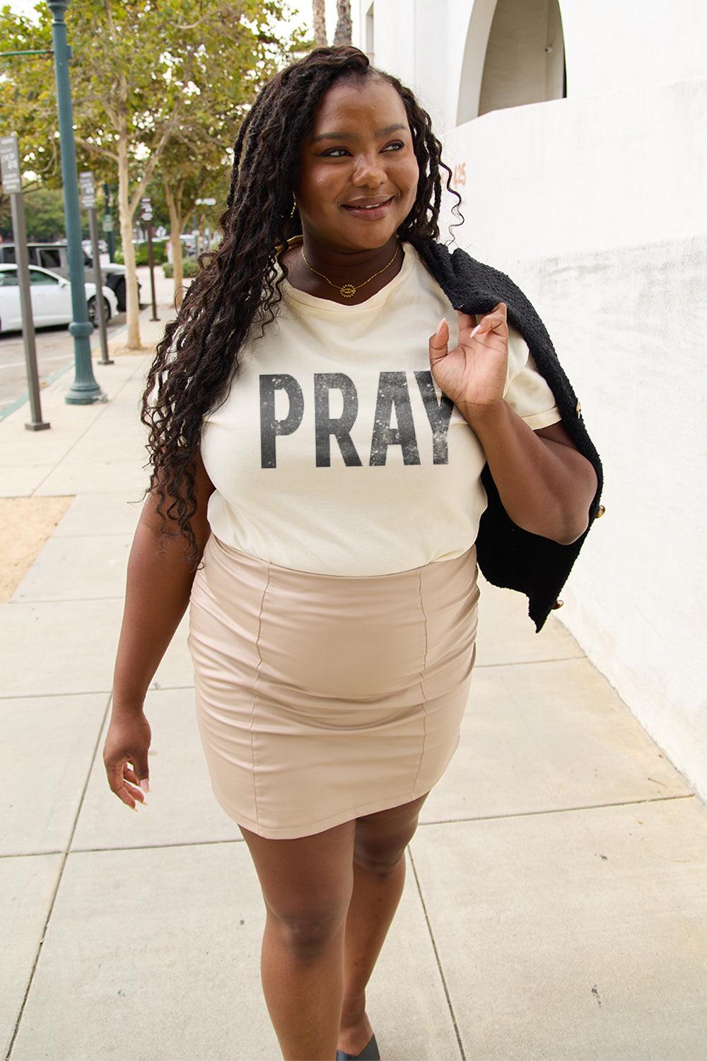 Simply Love Full Size PRAY Round Neck T-Shirt Carauana Store