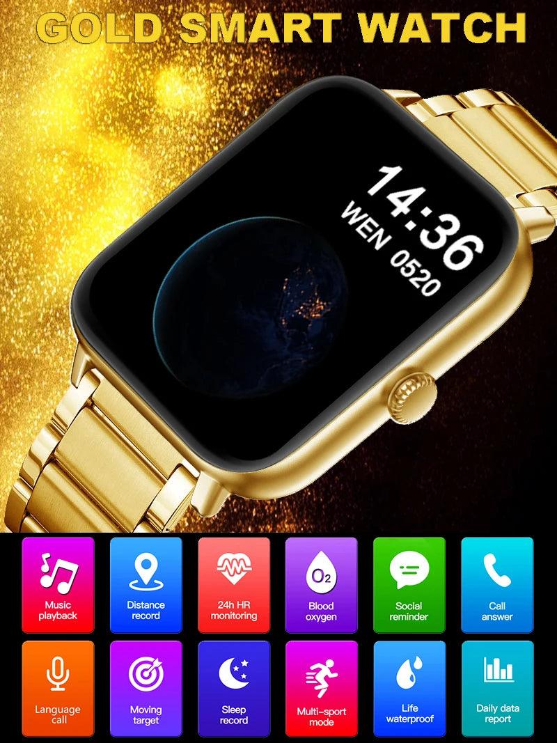 Trosmart Fusion: Where Fashion Meets Functionality in a Timeless Symphony|Smartwatch Golden For Android IOS Unisex Carauana Store