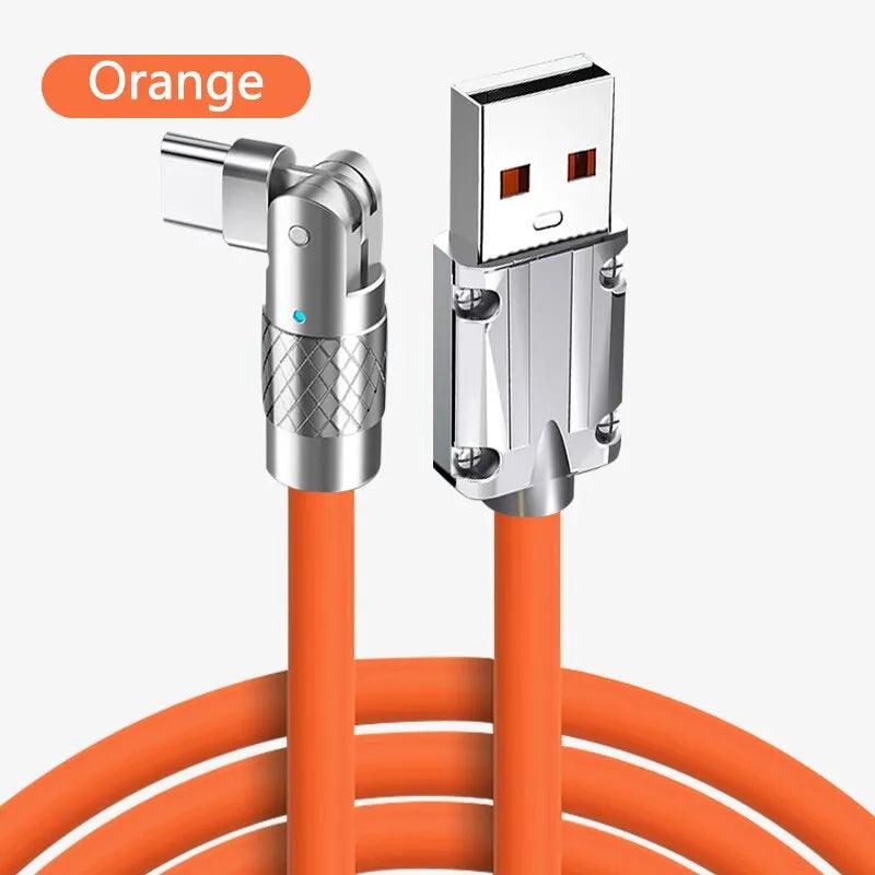 Type C Data Line 120w Fast Charging 6A 180 Rotating Ultra Fast Charging Line For Huawei Samsung Millet Bold Lengthened Silicone Carauana Store