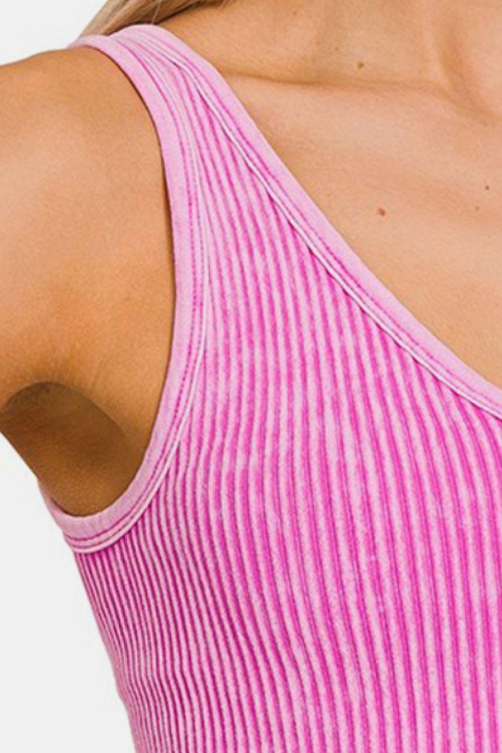 Zenana Washed Ribbed Cropped Tank Carauana Store