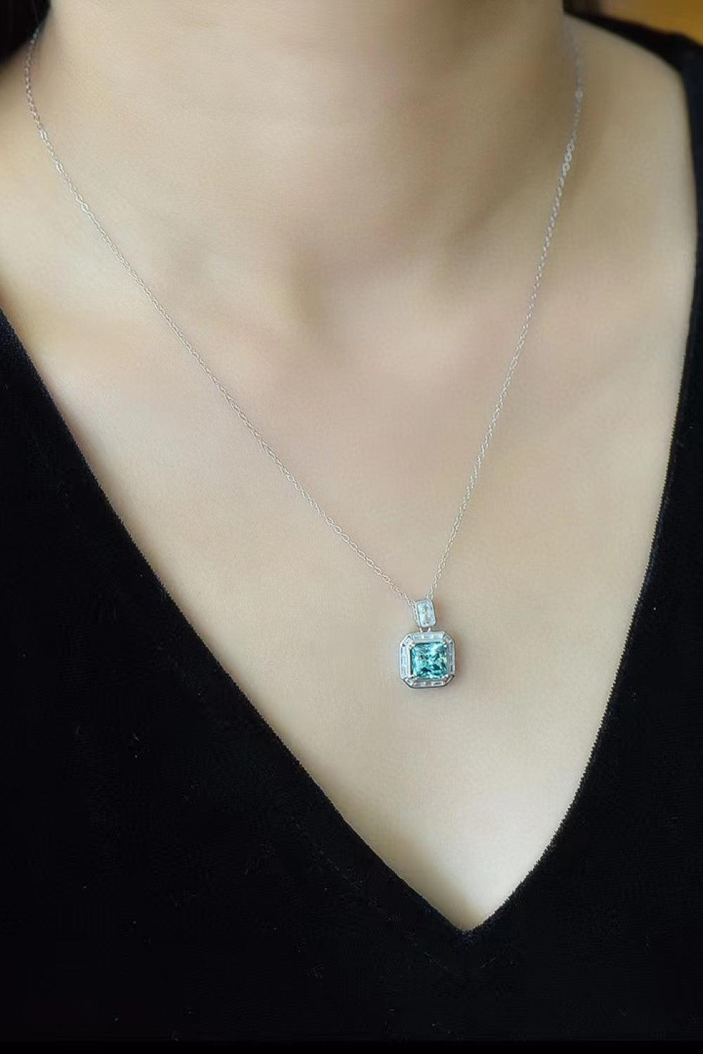 2 Carat Moissanite Square Pendant Necklace Carauana Store