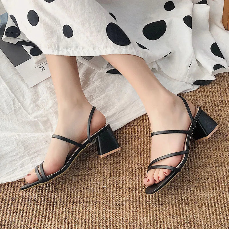 Open Toe Block Heels Sandals Carauana Store