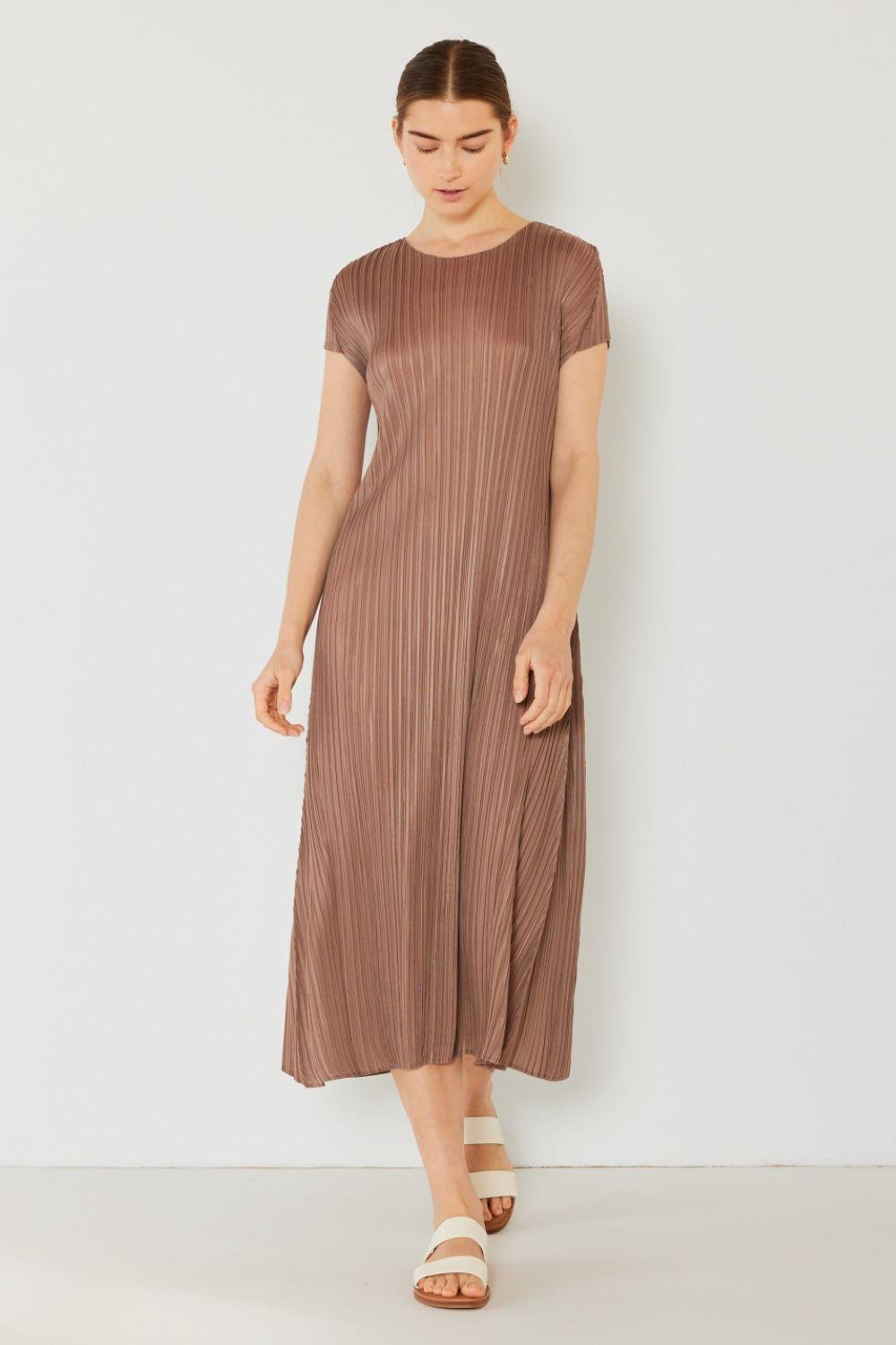 Marina West Swim Pleated Cap Sleeve A-Line Dress Carauana Store