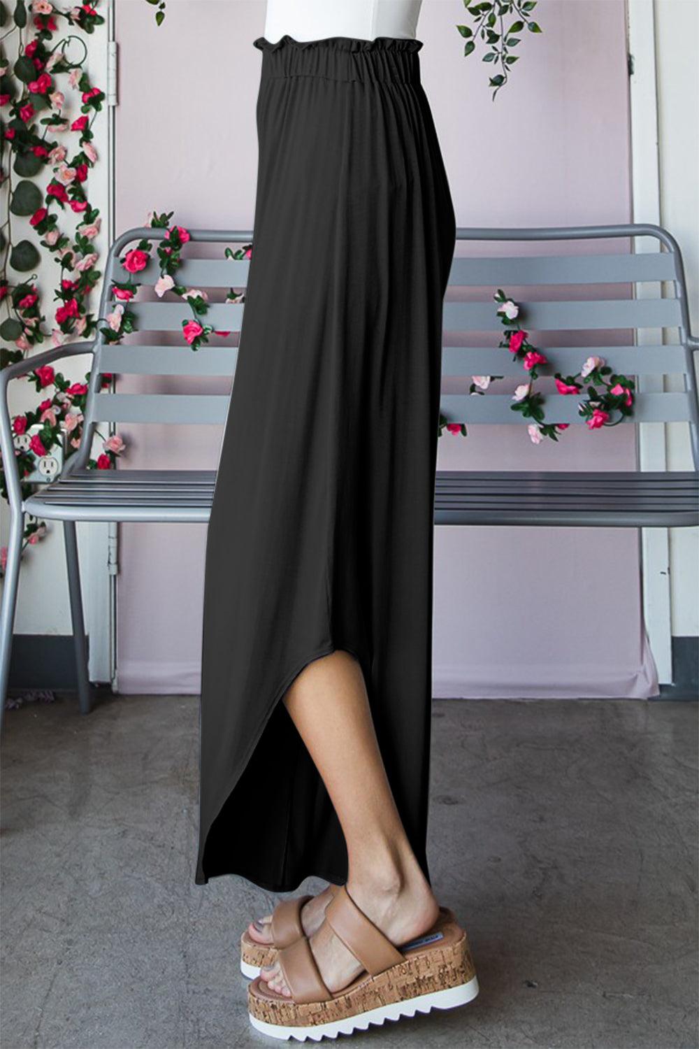 Heimish Full Size Frill Slit High Waist Wide Leg Pants Carauana Store