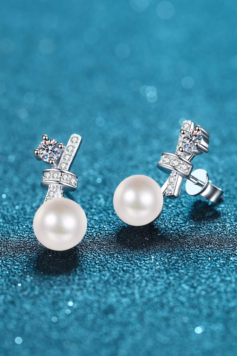 Pearl Moissanite Stud Earrings Carauana Store