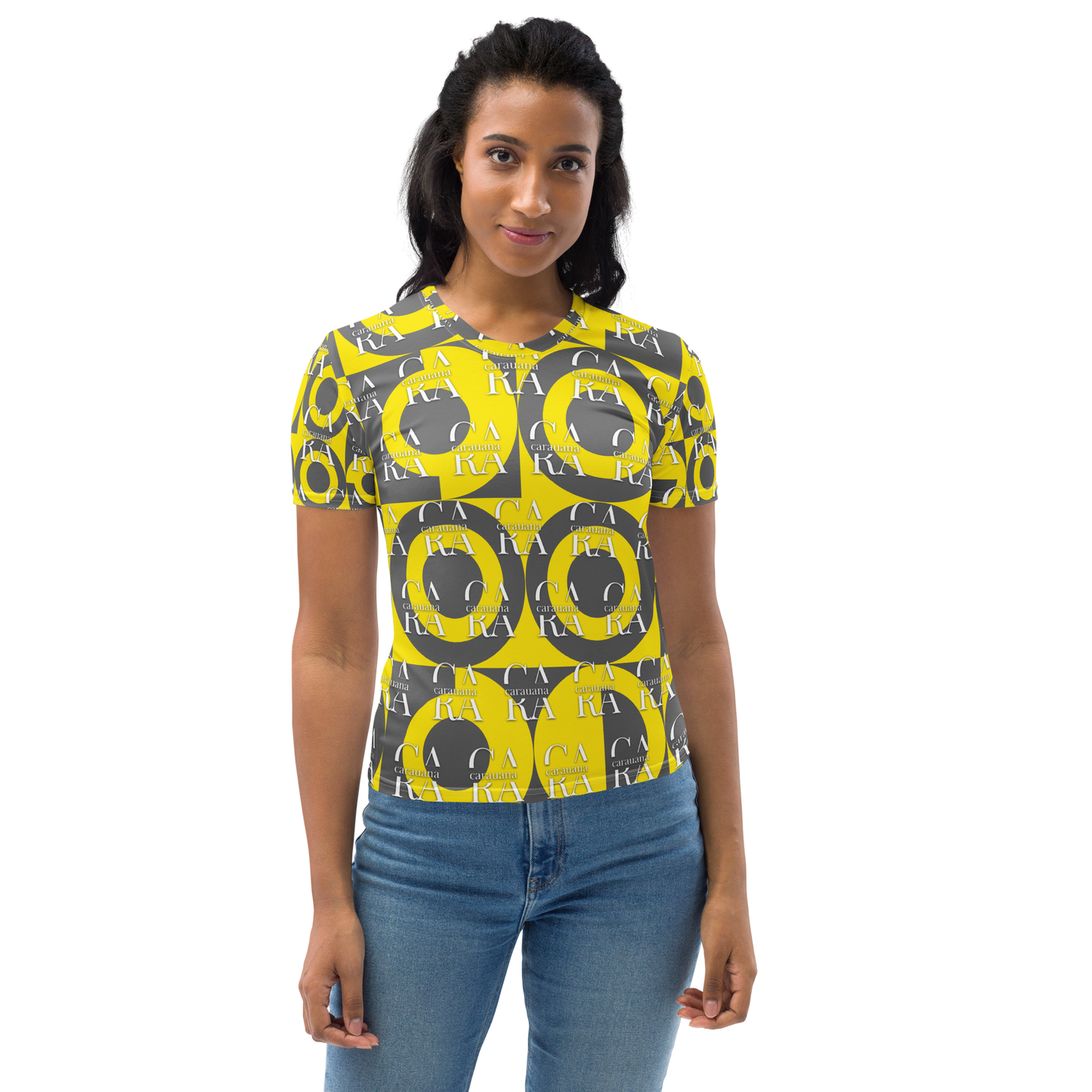 CaRaUaNa Women's T-shirt Grey Yellow