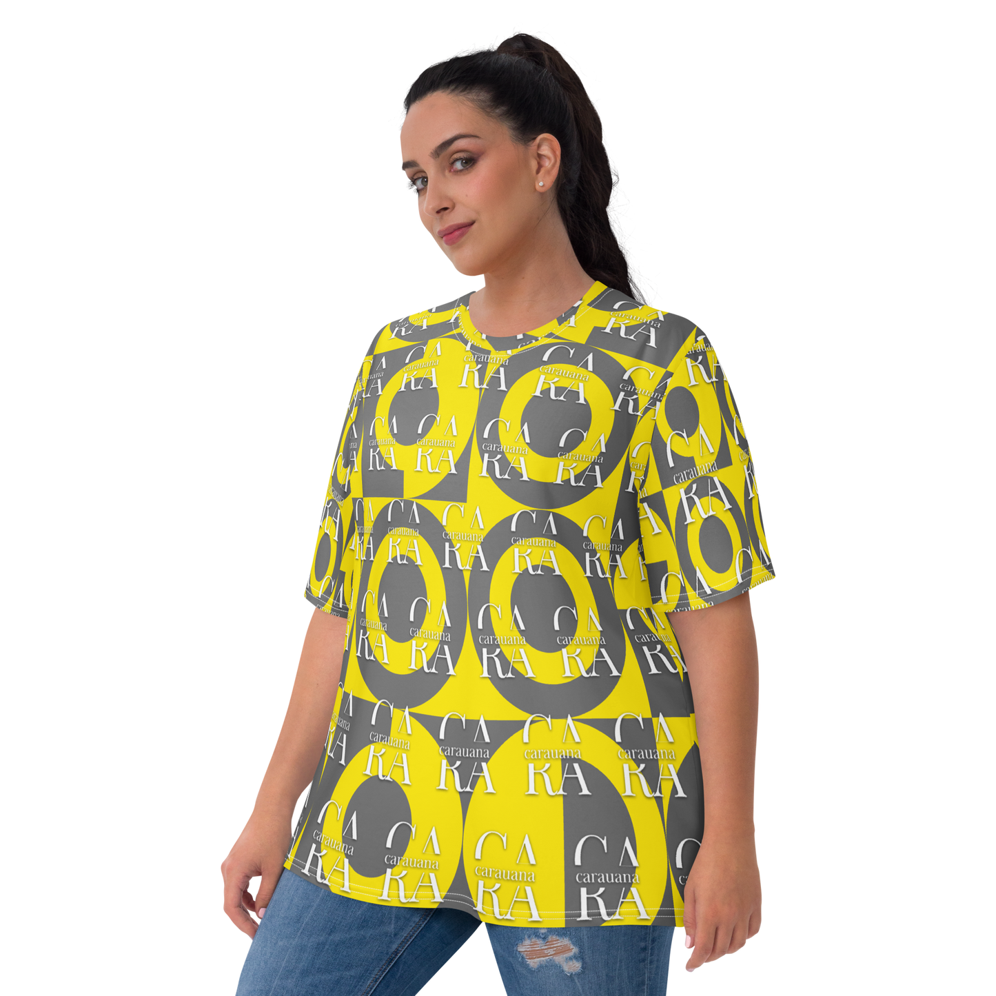 CaRaUaNa Women's T-shirt Grey Yellow