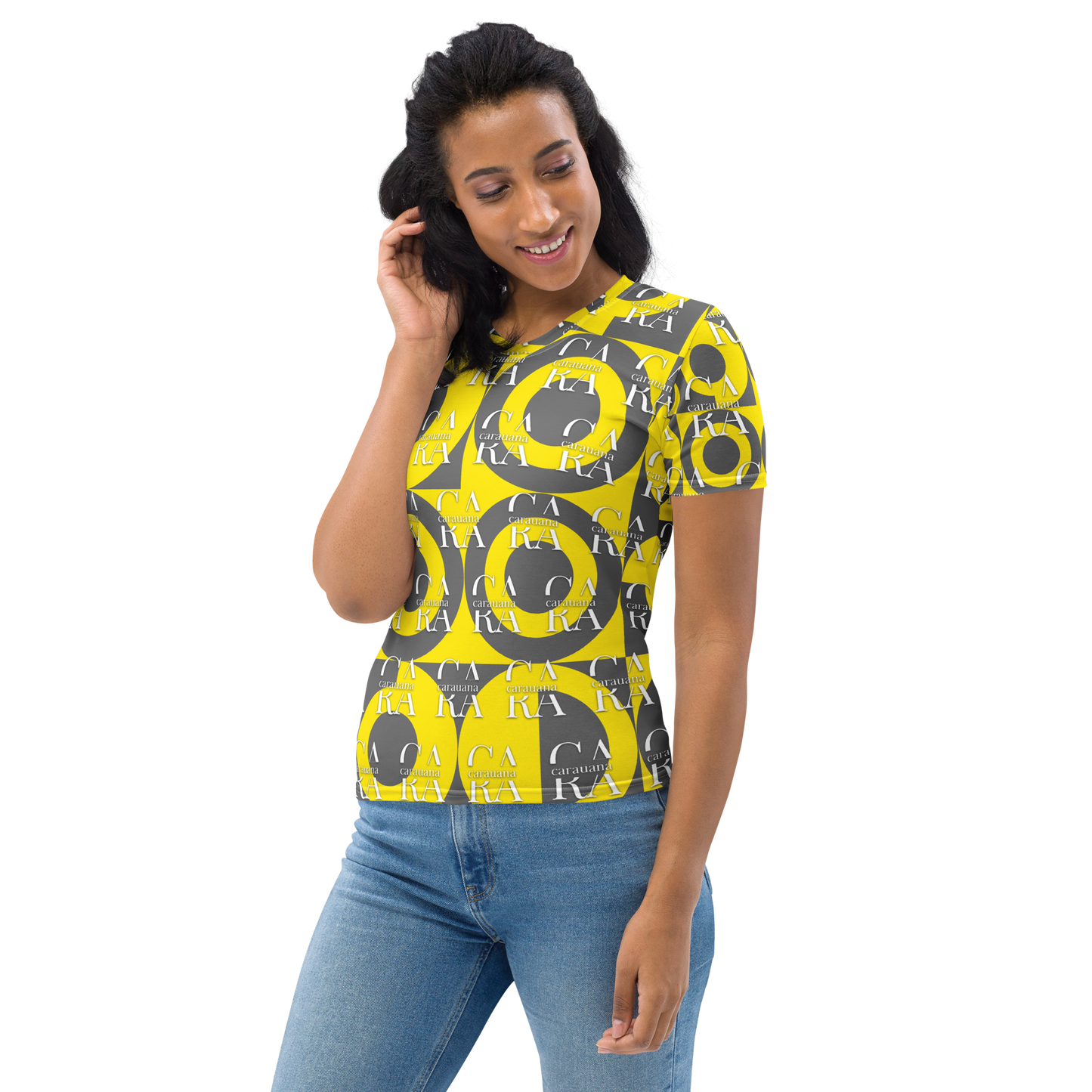 CaRaUaNa Women's T-shirt Grey Yellow