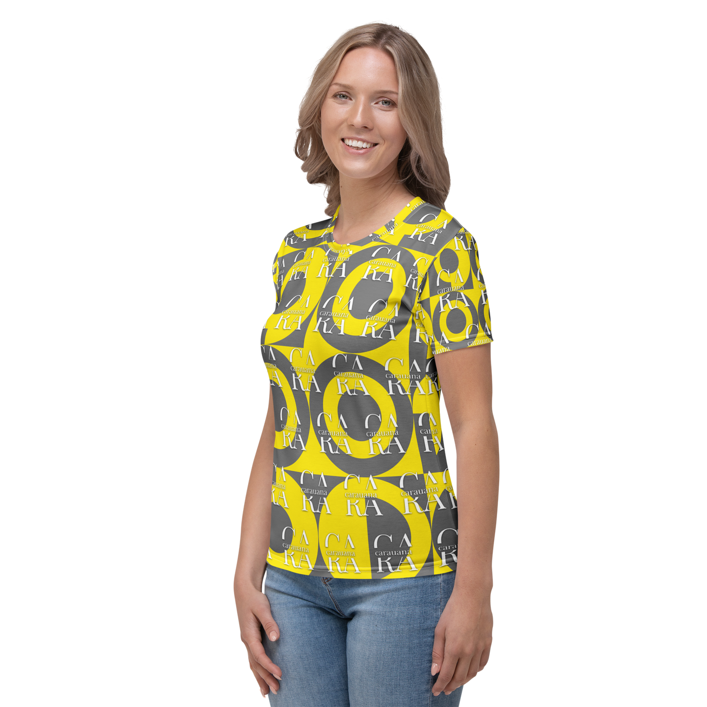CaRaUaNa Women's T-shirt Grey Yellow