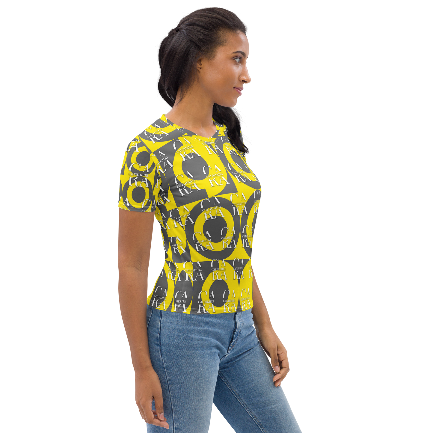 CaRaUaNa Women's T-shirt Grey Yellow