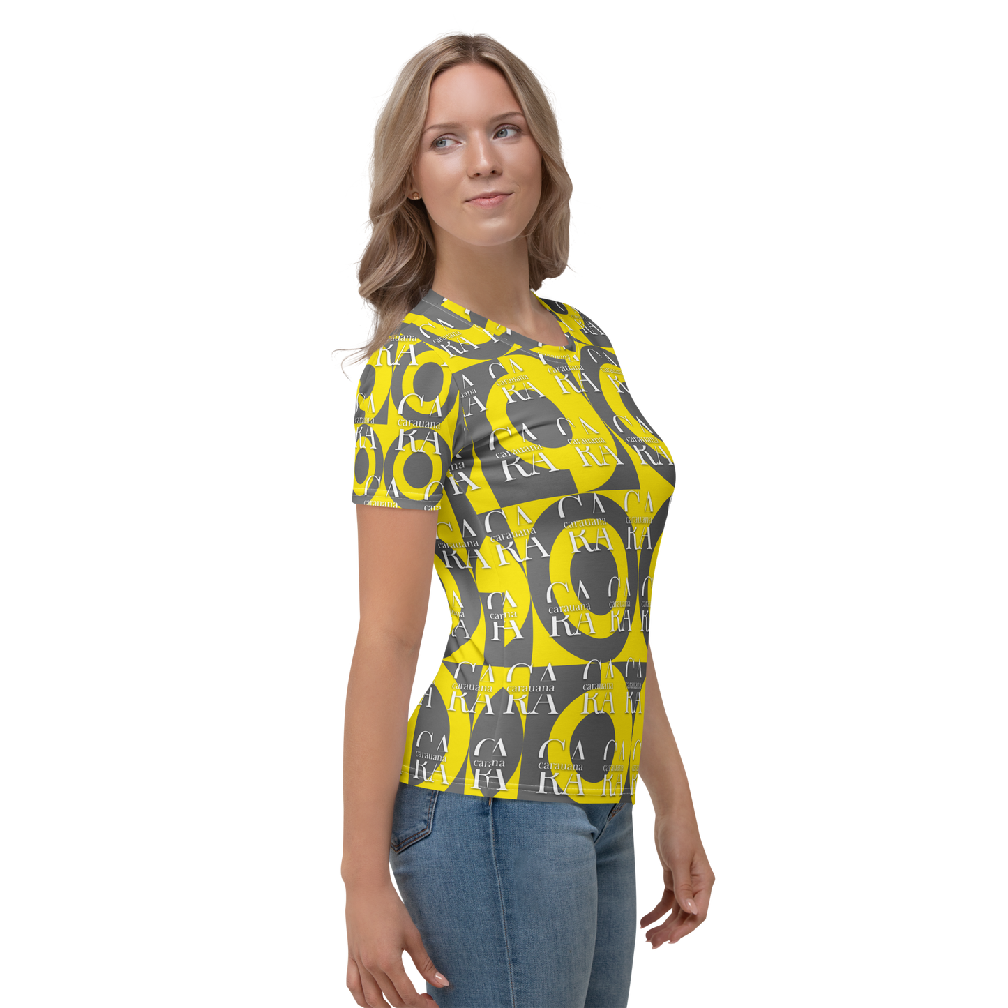 CaRaUaNa Women's T-shirt Grey Yellow
