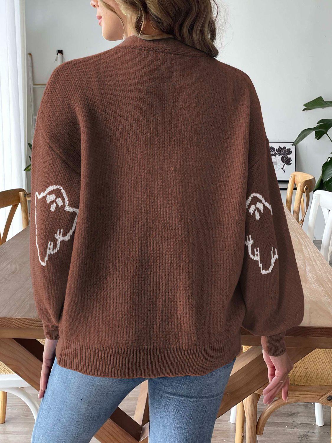 V-Neck Dropped Shoulder Cardigan Carauana Store