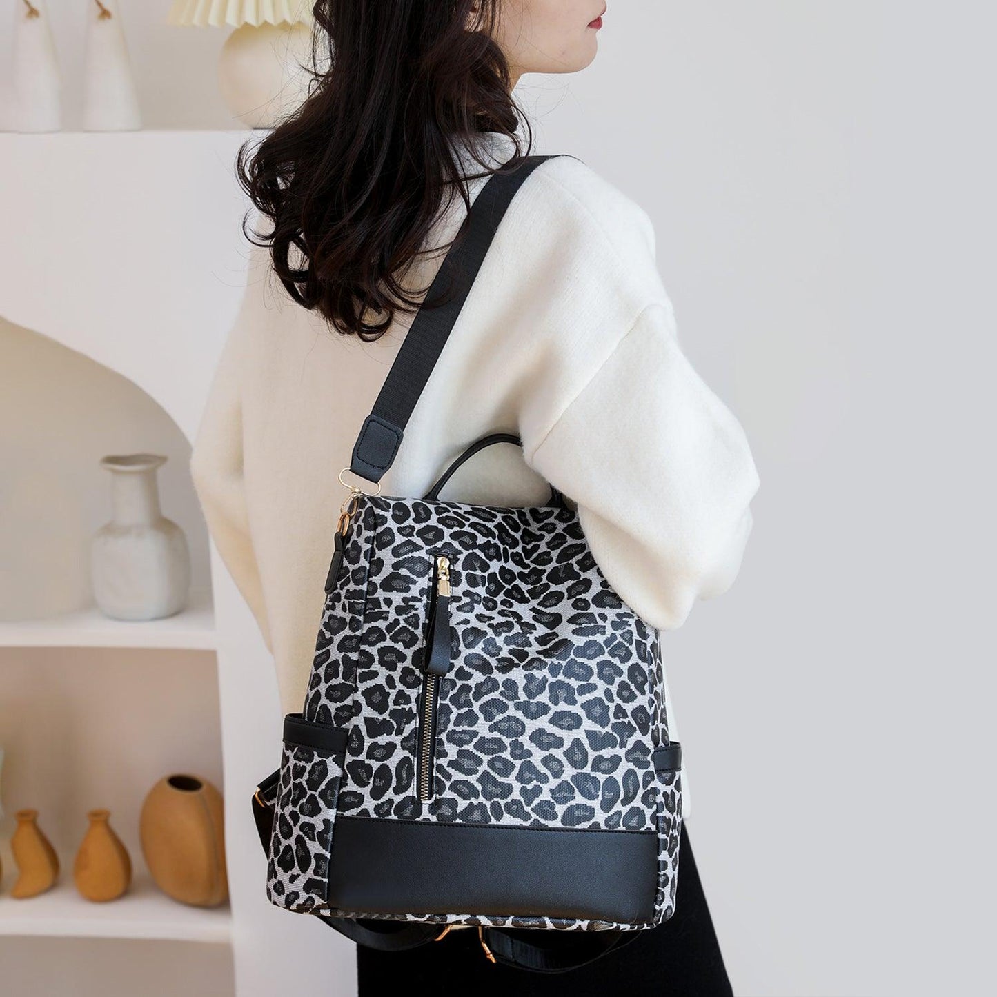 Leopard PU Leather Backpack Bag Carauana Store