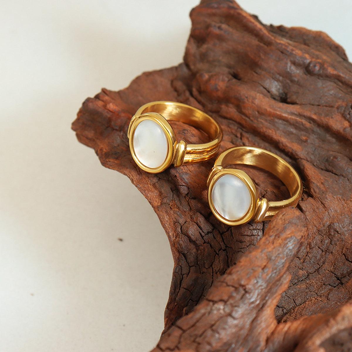 Titanium Steel White Sea Shell Ring Carauana Store