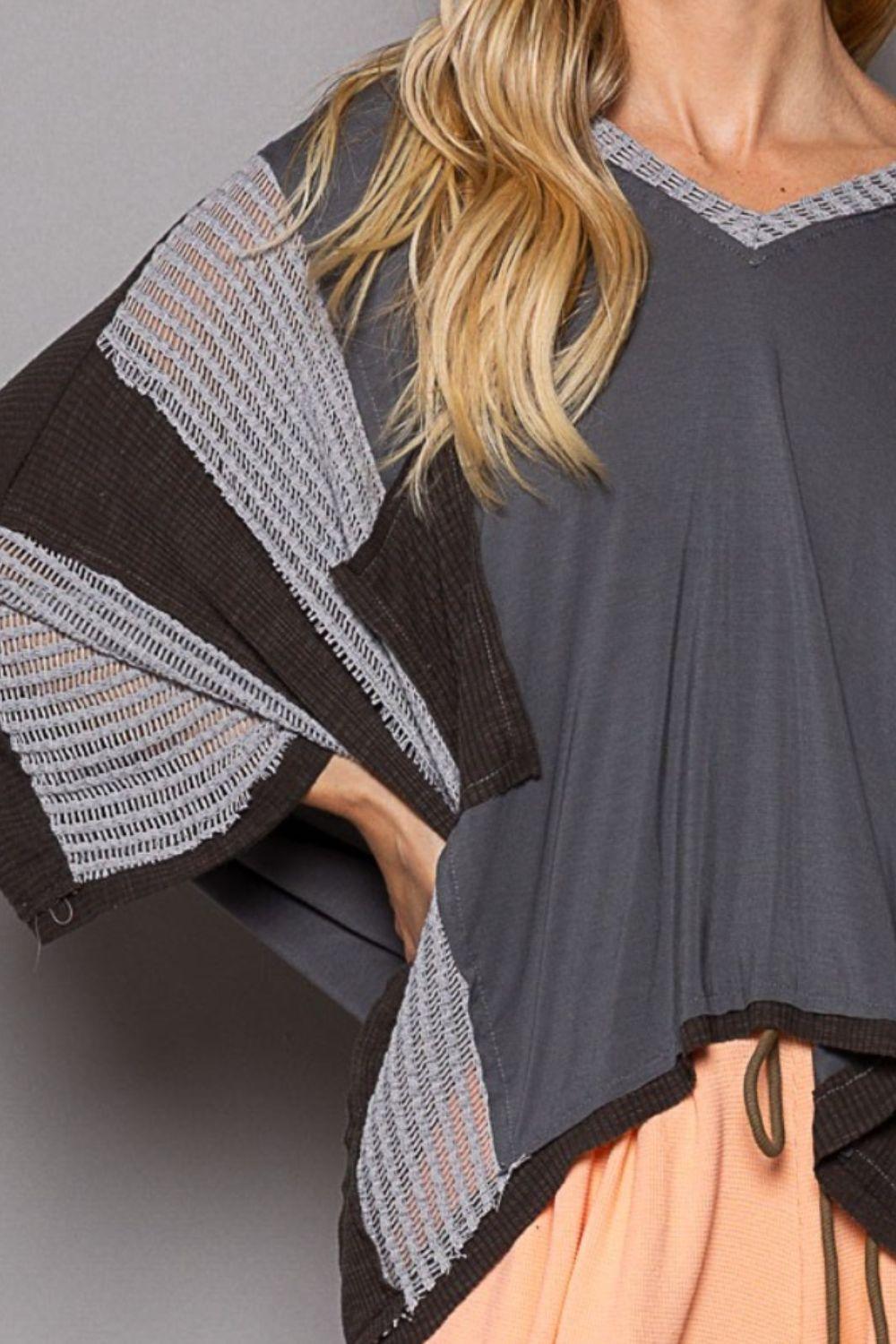 POL High-Low Contrast V-Neck Top Carauana Store