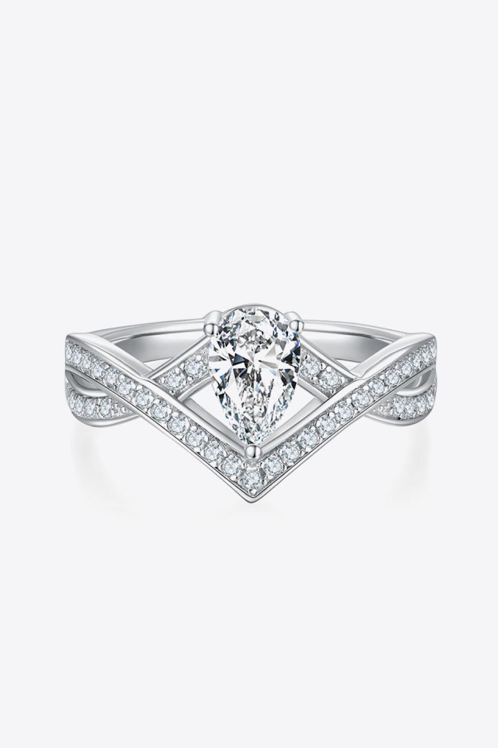 1 Carat Moissanite Teardrop 925 Sterling Silver Ring Carauana Store