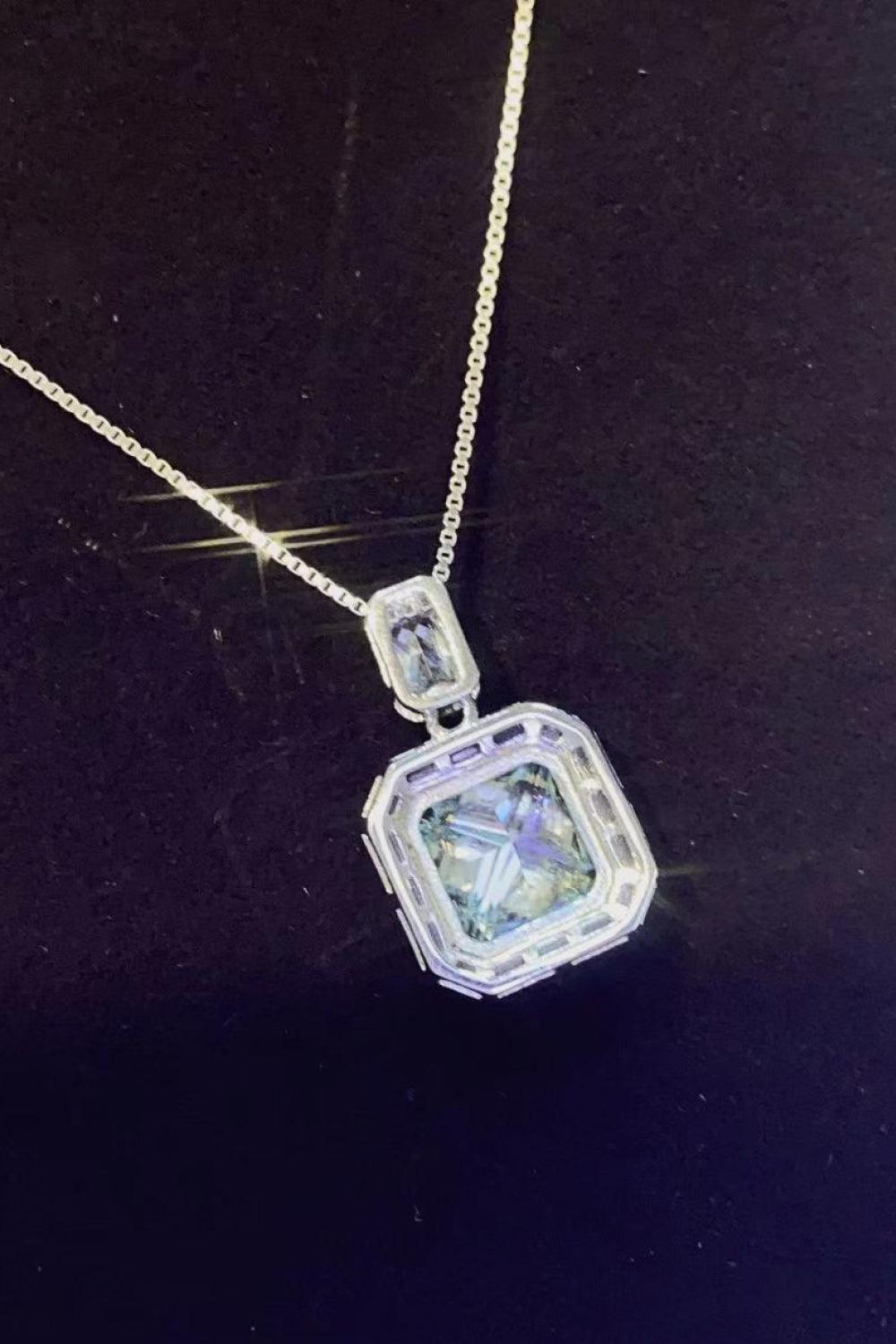 2 Carat Moissanite Square Pendant Necklace Carauana Store