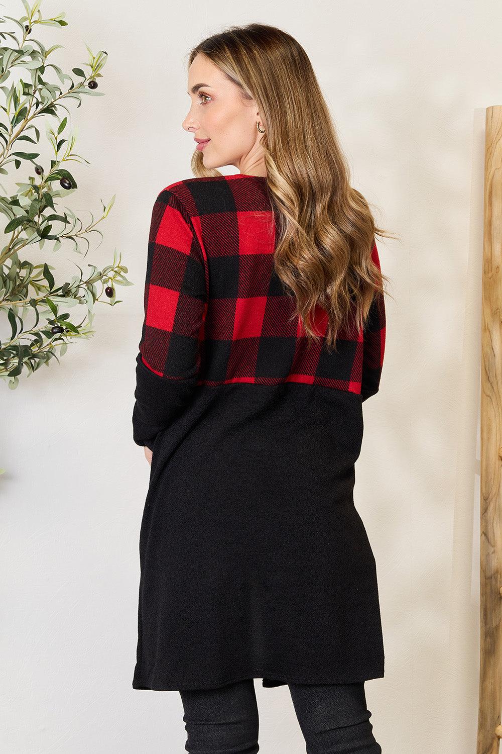 Heimish Full Size Plaid Open Front Cardigan Carauana Store