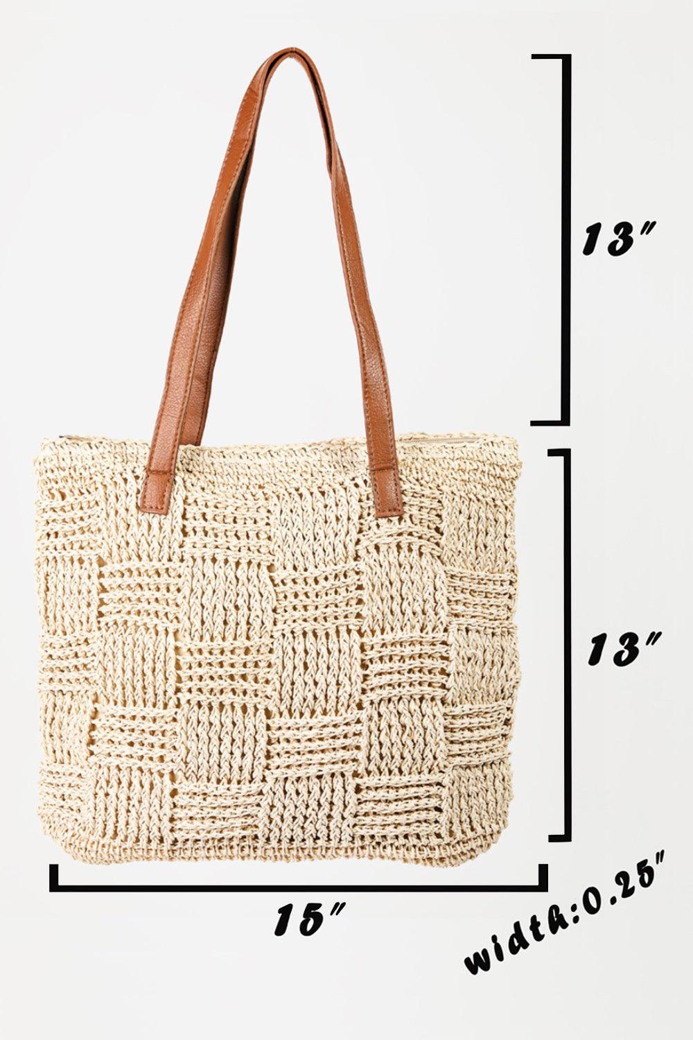 Fame Braided Faux Leather Strap Tote Bag Carauana Store