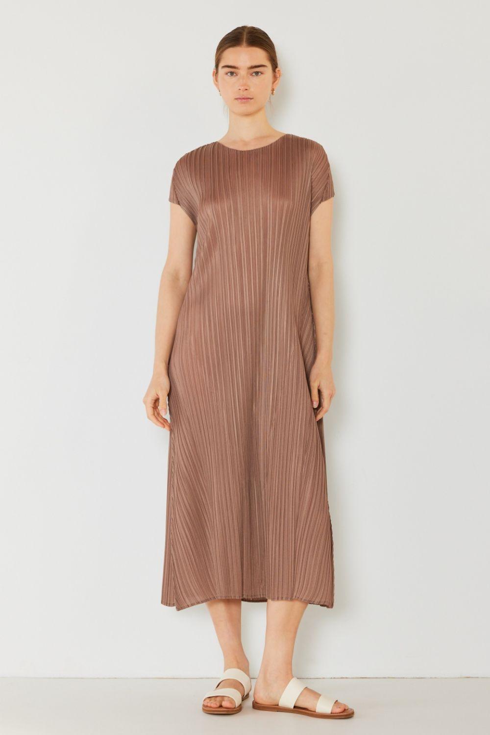 Marina West Swim Pleated Cap Sleeve A-Line Dress Carauana Store
