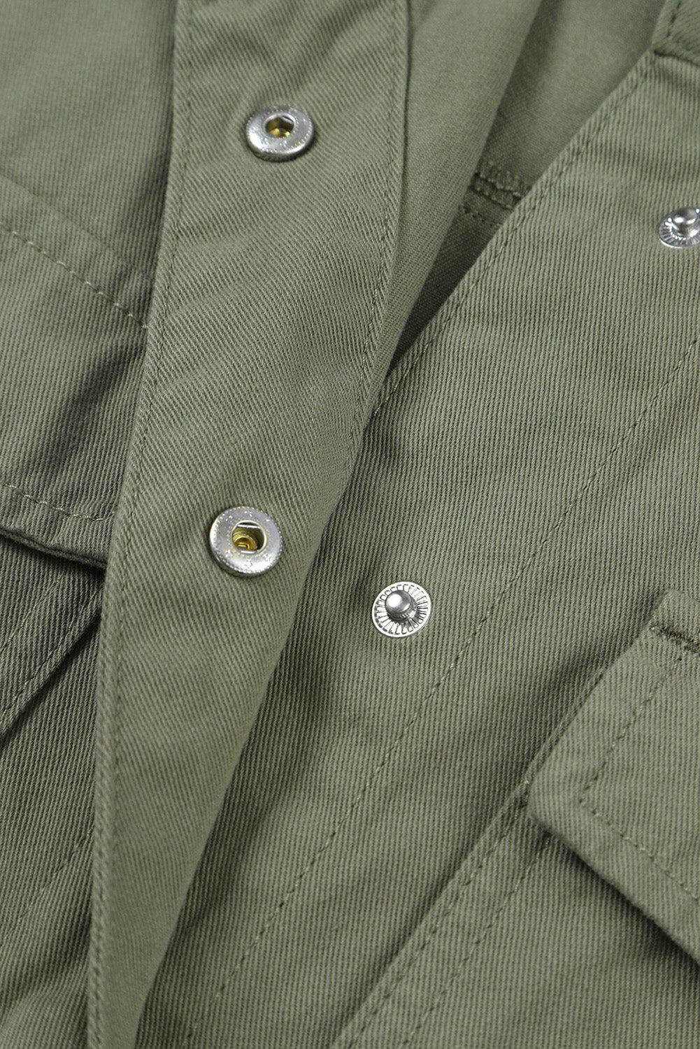 Drawstring Snap Down Dropped Shoulder Denim Jacket Carauana Store