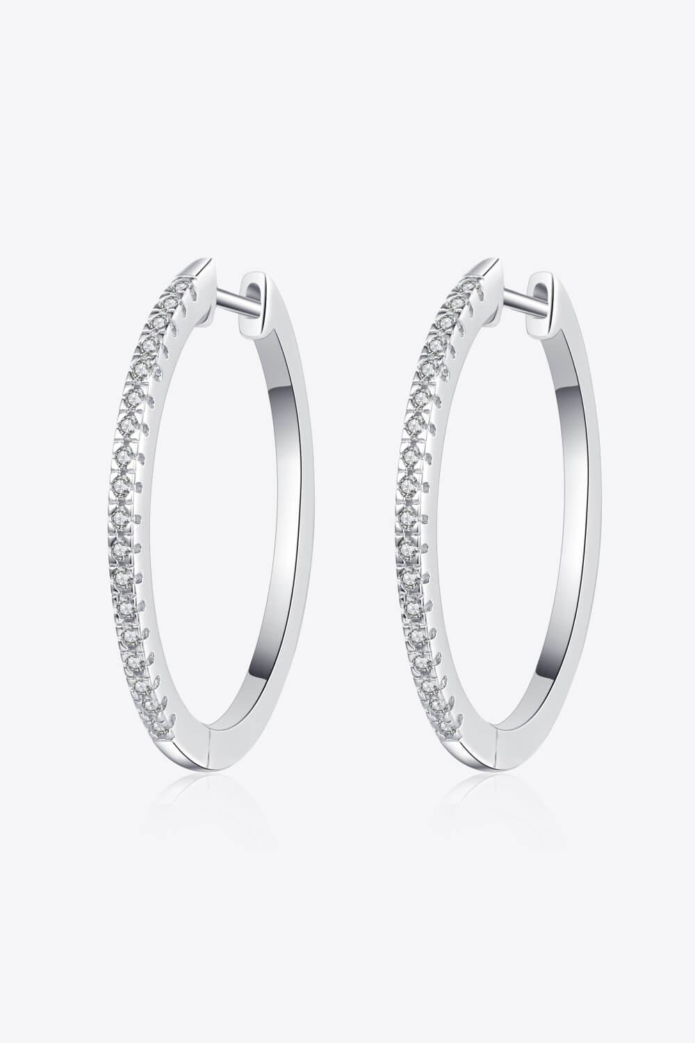 Rhodium-Plated Moissanite Hoop Earrings Carauana Store