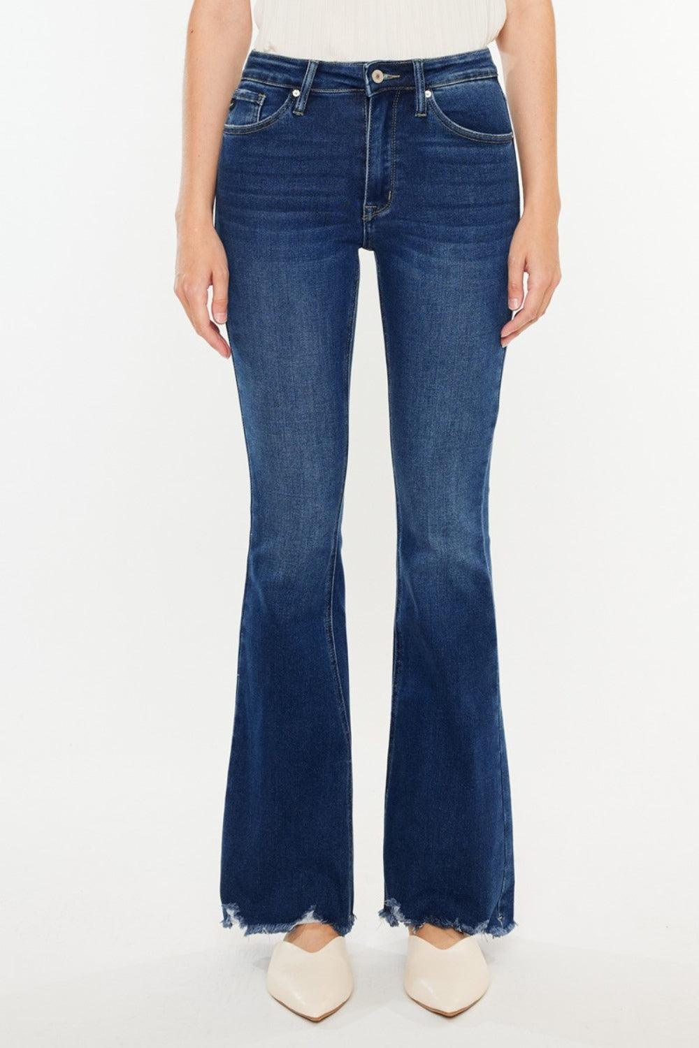 Kancan Cat's Whiskers Raw Hem Flare Jeans Carauana Store