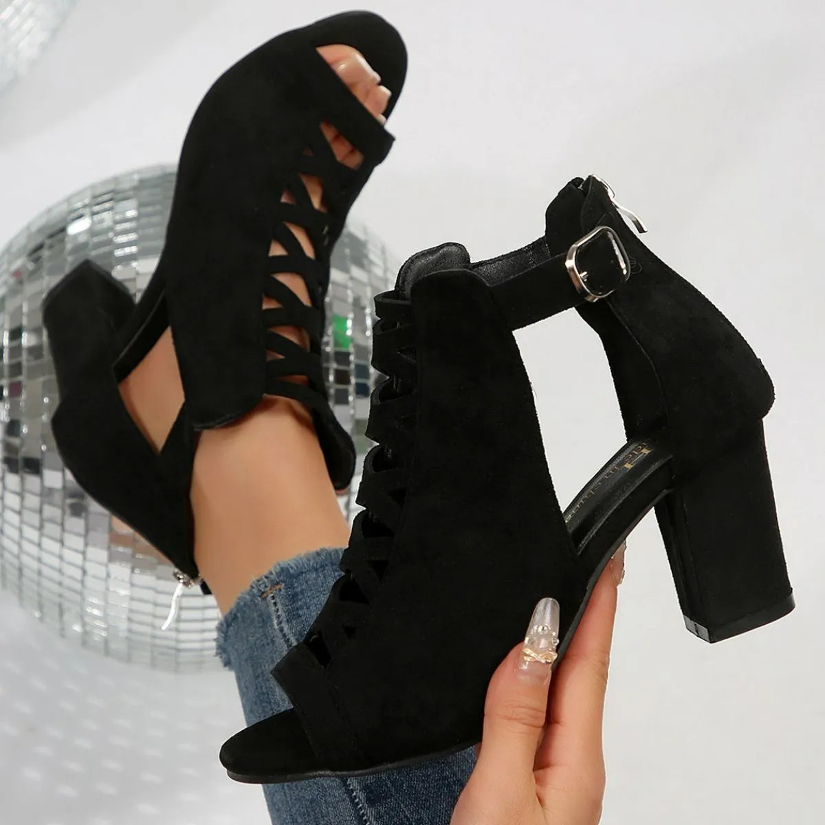 Peep Toe Block Heels Sandals