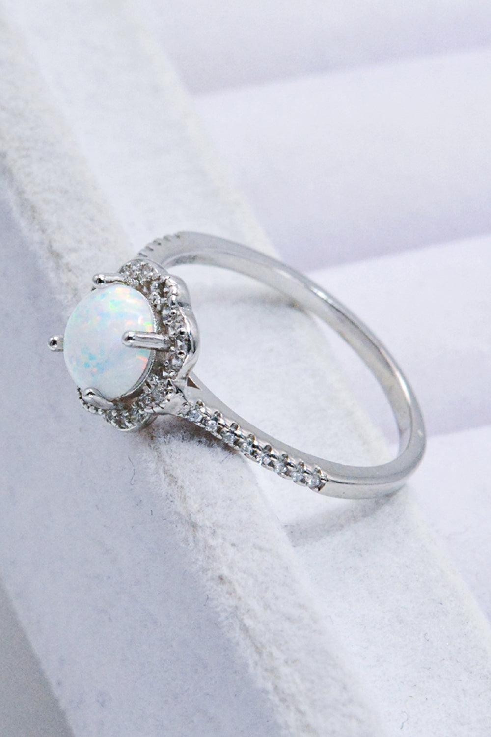 Platinum-Plated 4-Prong Opal Ring Carauana Store